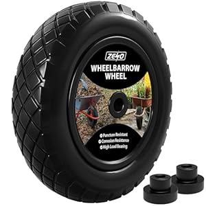 ZENO Wheelbarrow Wheel 14" | Puncture Proof Wheelbarrow Wheel Replacement 3.50-8 | Heavy Duty Solid Tyre Rim for Wheelbarrows, Garden Trolley, Trailer, Truck | Deep Grip Tread | Reinforced Sidewalls