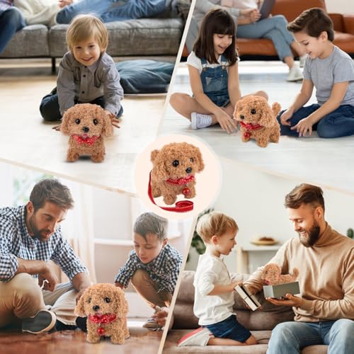 Vibbang Hund Spielzeug Kinder Hund der Läuft und Bellt Kuscheltier, Roboter-Welpe, Haustier-Plüschtier, Hunde-Roboter-Welpe, Spielzeughunde, interaktives Plüsch Geschenk Junge Mädchen