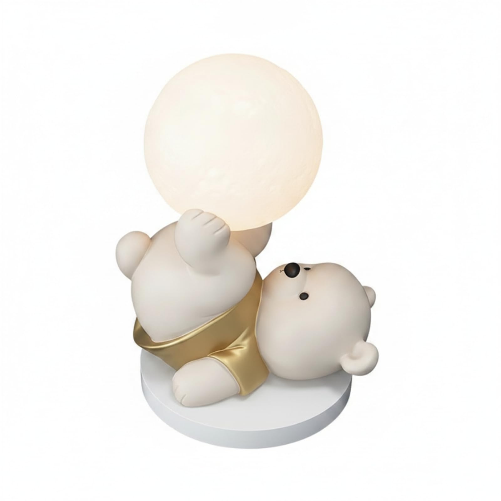 Harilla Bär Nachtlicht Schlafzimmerleuchte Tischdeko Lampe mit Stilvollem Cartooncharakter aus Pflegeleichtem Harz für Angenehmes Leuchten Im Babyzimmer Wohnzimmer Arbeitsbereich Geeignet, Gold