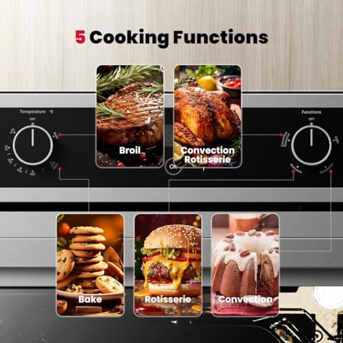 Image of GASLAND 24 Inch Gas Wall Oven, Bake Broil Rotisserie, Digital Timer | 2.12 Cu. Ft., Natural Gas Oven with Convection, ETL Certified for Safety, 120V Plug, Easy-Clean Interior, Stainless Steel