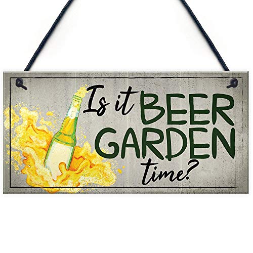 SZBOYU Beer Signs Beer Garden Time Hanging Garden Shed Sign Wall Pub Bar Plaques Friendship Gifts 10" X 5"