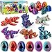 Easter Basket Stuffers,3D Printed Dragon Eggs with Dragon, 6PCS Easter Breaking Dragon Egg Set with Dragon Toy Set, 3D Printing Fidget Toys for Kids&Adults,Easter Decorations, Birthday&Easter Gifts