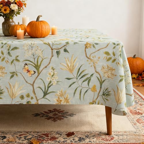 HOMOHEINI Rectangle Table Cloth,100% Waterproof Tablecloth Oil Proof Spill Proof Vinyl Table Cloth, Wipe Clean Plastic Table Cover for Dining, Camping, Indoor and Outdoor 54' x 84',Leaves