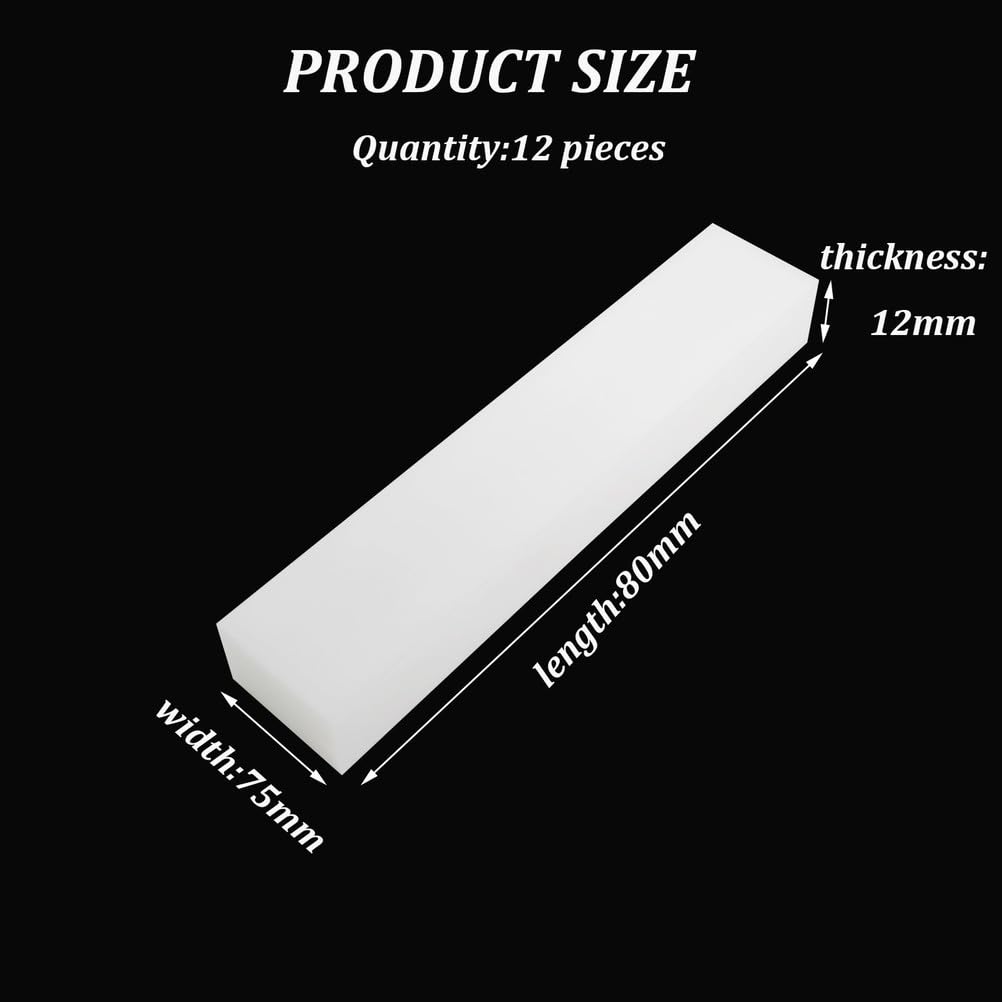 Hoja rectangular de nailon 80x75 mm de espesor 12-50 mm 12 piezas for mecanizar bricolaje(12MM)