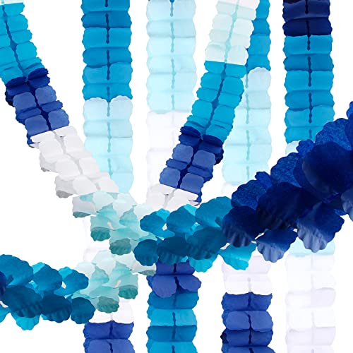 BETESSIN 6Pièces Guirlandes Papier Décoration Bannière Colorées Banderole Feston Cellulaire Arc-en-Ciel Carnaval Fête Anniversaire Naissance Baptême Baby Shower Mariage Noël (Bleu)