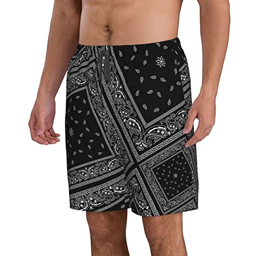 Men's Swim Trunks Black Bandanas Quick Dry Beach Short Swimwear Bathing Suits2