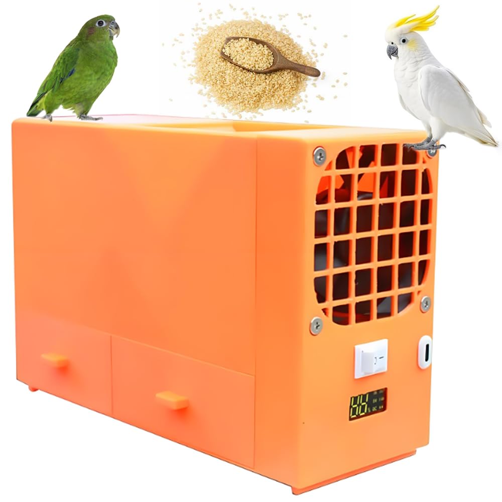 Máquina de detección de alimentos para pájaros, divisor de conchas sopladas, 2 cajones para cáscaras y granos, pantalla LED, eliminación eficiente de impurezas para criadores de aves de mascotas