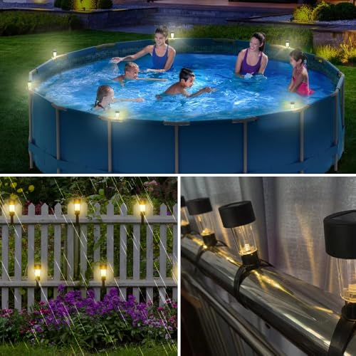 IXYHKB Solar Poolbeleuchtung, 6 Stück LED Teichbeleuchtung Solar Pool Licht für Außen Pool Garten Deko,Treppen,Zaun, Hof,Terrasse, Warmes-Licht