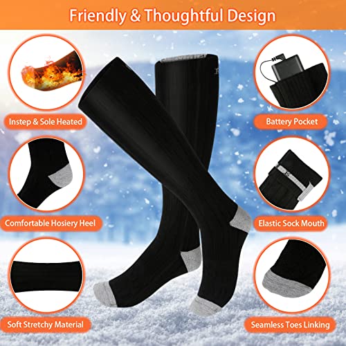 Verwarmde Sokken, Xcsaide 4000mAh Elektrische Warme Sokken voor Dames Heren, Oplaadbare Verwarmde Sokken Elektrische Voetwarmer met 3 Bestanden Temperatuur voor Buiten Kamperen Vissen Fietsen - Afbeelding 7