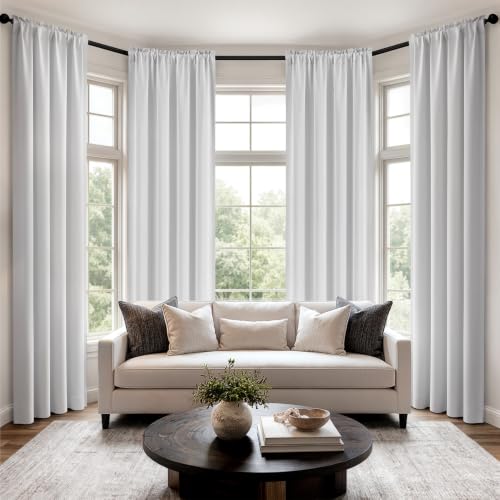Image of MIULEE Greyish White Room Darkening Curtains for Bedroom 84 inch Long 4 Panels