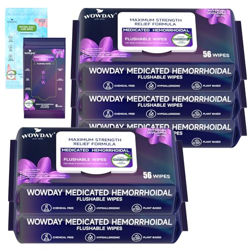 Image of Flushable Hemorrhoid Wipes | Maximum Strength Witch Hazel Wipes | 304 Count Fragrance Free Adult Hemorrhoids Medicated Witch Hazels Wipe for Butt Hemorrhoidal Itch