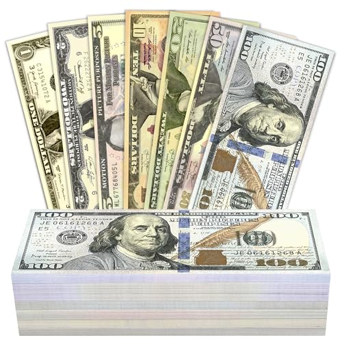 wadoaf 420 Pieces Movie Props Play Money for Board Games, Magic,Videos, 7 Denominations: $100, $50, $20, $10,$5,$2,$1