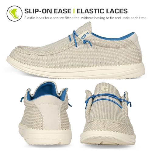 Image of Mens Casual Shoes - Men's Loafers & Slip-Ons Camp Shoes with No-Tie Laces -Arch Support Boat Shoes for Everyday Wear