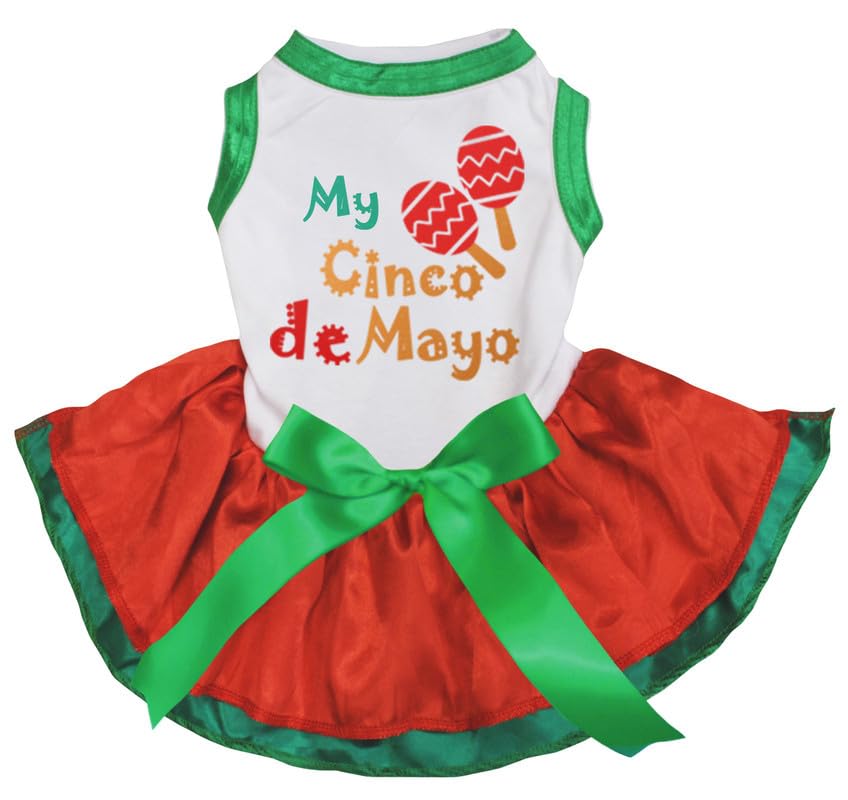 Robe maraca pour chiot vêtement chien tricolore vert blanc rouge M