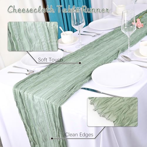 50% Off 6-Pack Sage Green Cheesecloth Table Runners - Image 5
