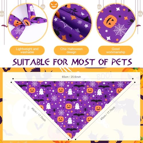 Image of Abbylike 50 Pcs Halloween Dog Bandanas Bulk, Pumpkin Ghost Bat Skull