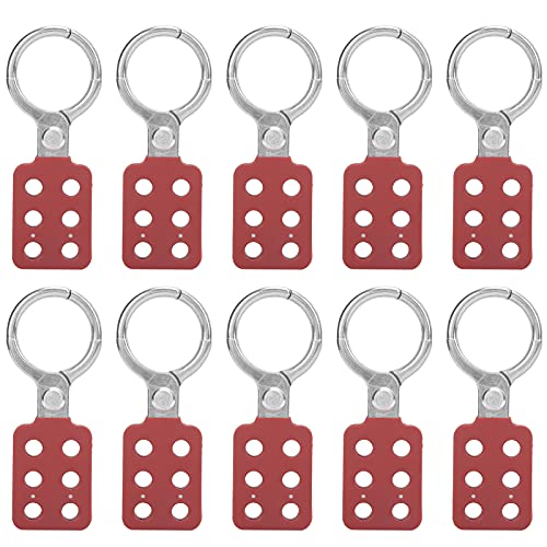 Image of 10pc Master Lockout Tagout Hasp 38mm / 1.5in, 6 Holes Interlock, Aluminum Insulation, Lockout Padlock Hasp Industrial Safety Tool for Flammable Areas, Red