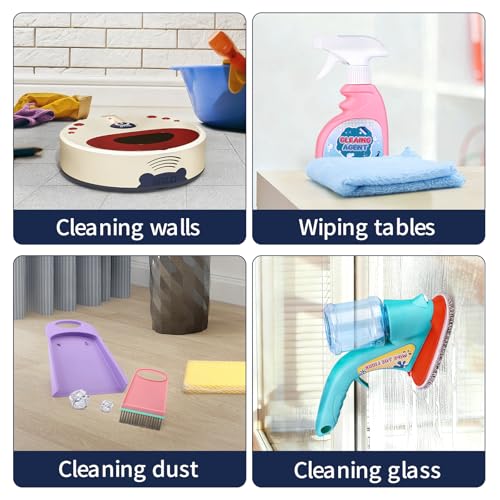 Image of Jovow Kids Cleaning Set for Toddlers, 10 Pcs Pretend Play Educational Set Includes Kids Vacuum that Really Works with Lights & Low Noise, Broom, Spray Bottle and More
