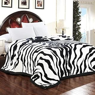 H-Z Mink Super Faux Fur Zebra Skin Animal Blanket Sofa Bed Throw Double & King Size (King 200 X 240)