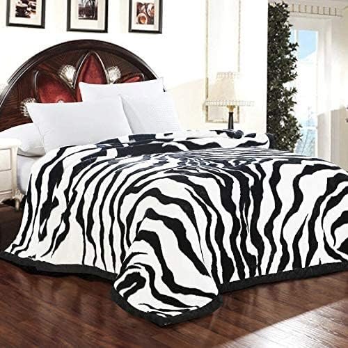 H-Z Mink Super Faux Fur Zebra Skin Animal Blanket Sofa Bed Throw Double & King Size (King 200 X 240)