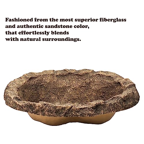 Small Flower Faux Rock Fiberglass Garden Decorative Water Pond, 17 Gallon Sandstone Outdoor Patio Bed Waterfall Pond by Gardenised - Image 5