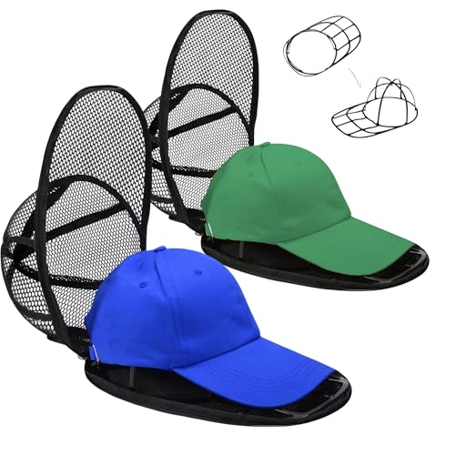 Nzcvuias 2-PackS Hat Washer Cage for Washing Machine, Baseball Cap Washing Cage - Keep Your Caps in Shape While Washing and Drying - Ideal for Adults and Kids Ball caps Black