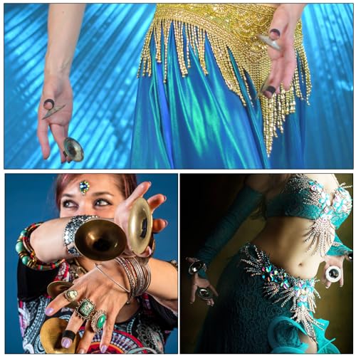 Patikil PTA231017TT000089 Finger Cymbals, 2 Pair Belly Dancing Finger thumb #4