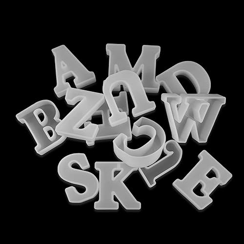 Miniatura 4 de Molde de silicona de resina epoxi con letras del alfabeto 3D, molde suave para bricolaje de resina UV del alfabeto de la A a la Z, herramienta de