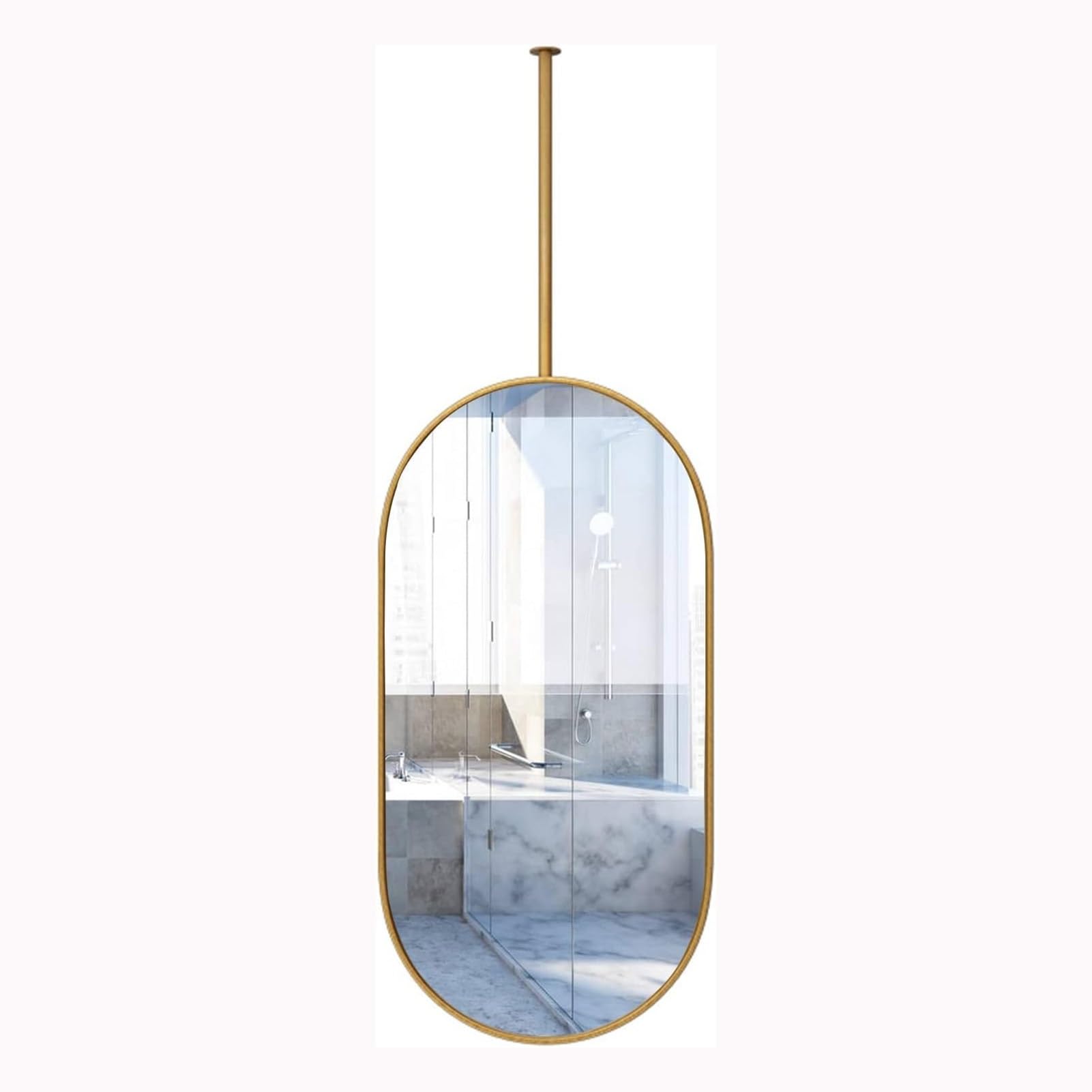 Lustro wiszące owalne, montowane na ścianie, proste lustro dekoracyjne do salonu, przedpokoju, toaletki, lustra do łazienki (50 cm x 70 cm)