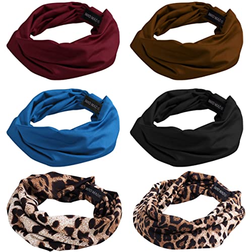 FRCOLOR Wide Sport Headband, Versatile Bandana Headbands/Head Wrap/Yoga Headband/Head Sarf for Yoga Workout Travel Running (6Pcs)