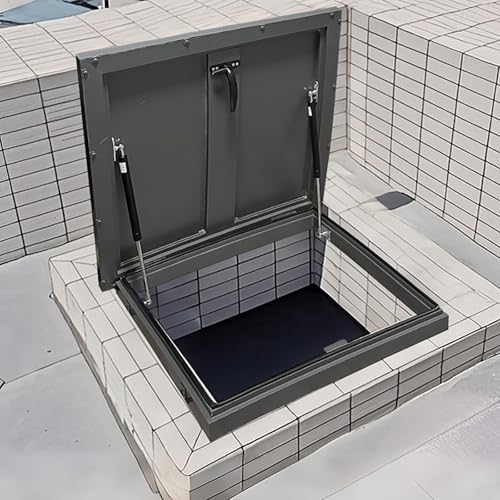 VOLDAX Dachfenster Dachausstiegsluke aus Aluminium Hochleistungs-Sicherheitsdachtür mit Schloss und Gummidichtungsstreifen, für Wartungsdach Notausstiegsdeckel(71 * 71cm/28 * 28in) VOLDAX Dachfenster Dachausstiegsluke aus Aluminium Hochleistungs-Sicherheitsdachtür mit Schloss und Gummidichtungsstreifen, für Wartungsdach Notausstiegsdeckel(71 * 71cm/28 * 28in)