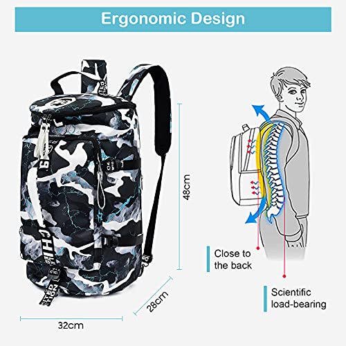 CLINFISH 40L Gym Duffle Bag Travel Bag Waterproof Lightweight Laptop Backpack for Travel Sport Hiking