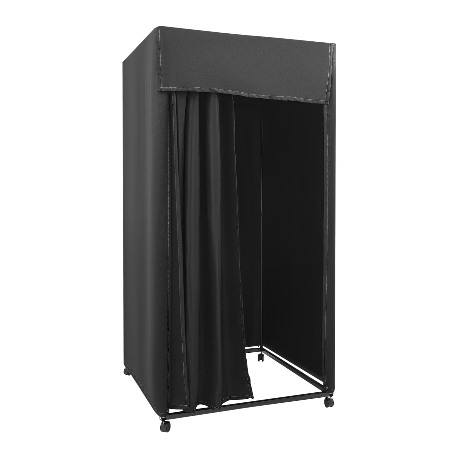 SimpMyloobe Clothing Store Fitting Room, Portable Movable Square Changing Room, with Shading Curtain and Hook Up, for Office Outdoor Activity and The Mall, Black