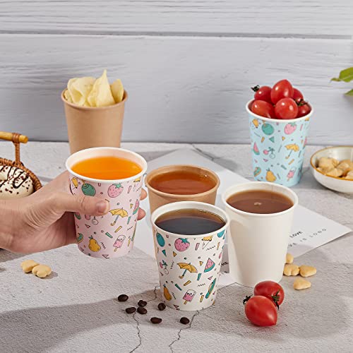 Siuq 300 Pack 8 Oz Paper Cups, Disposable Coffee Cups Without Bpa, Hot/Cold Beverage Drinking Cups For Water Juice, Perfect For Office Party Home (Fruits) #TOP6