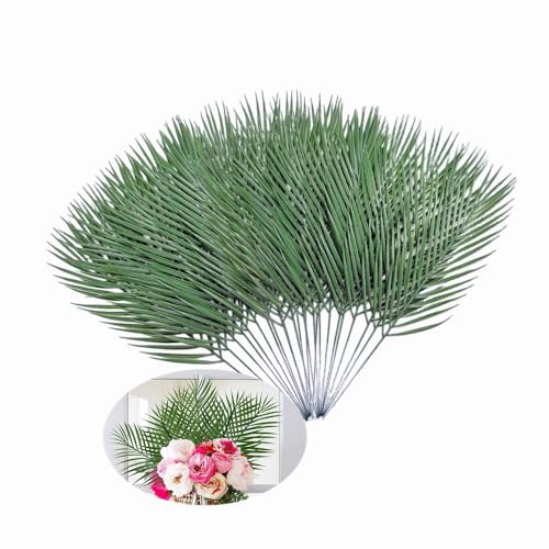 Rikyo Feuilles de palmier artificielles de 48,3 cm - Plantes tropicales artificielles - Feuilles d'arbre vertes pour jungle, hawaïen, anniversaire, barbecue,...