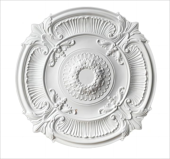 Brievo 2 Pieces PU Ceiling Medallion Decorative Ceiling Fan Medallion Round Home Lighting Ceiling Medallion Ring for Light Fixtures Ceiling Fans Chandeliers, 66cm diameter