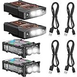 Pawfly 4 Pack Clip-on Flashlight, LED Rechargeable Hat Clip Light, Cap Lights Clip-on with COB Side Light, Ultra Bright Cap Lights Clip on Hat for Fishing Camping & Hiking
