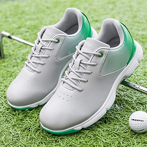 Image of THESTRON Men Golf Shoes Mesh Breathable Breathable Golf Walking Sport Sneakers 7 Spikes Golf Trainers