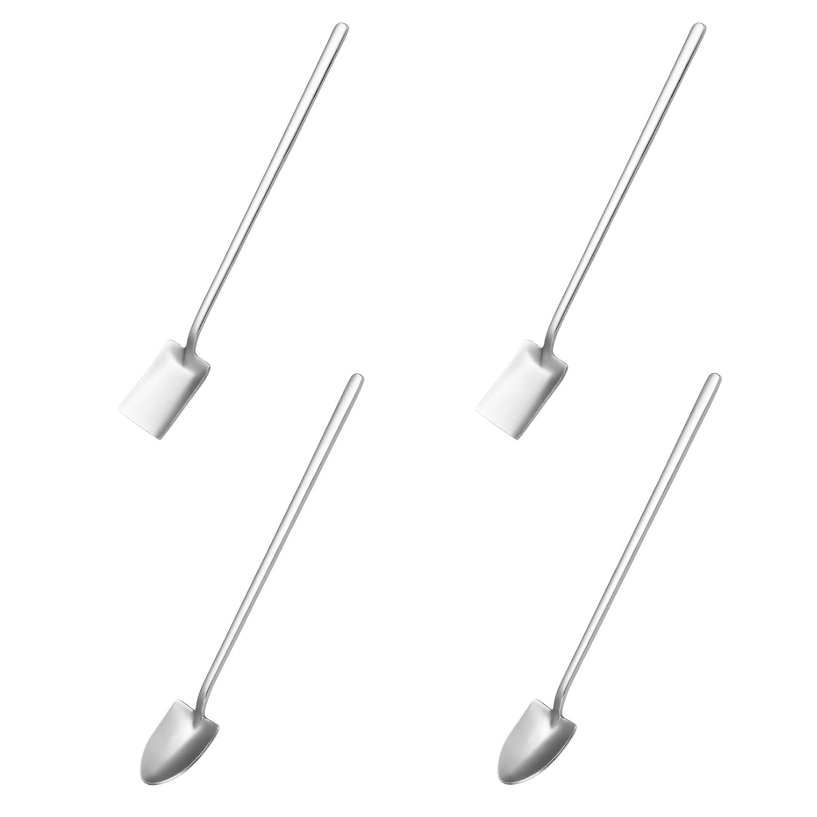 4 Pieces Coffee Latte Spoons Tea Spoons 304 Stainless Steel Long Handle Shovel Scoop Cake Dessert Spoon Ice Tea Spoons for Kitchen or Restaurant