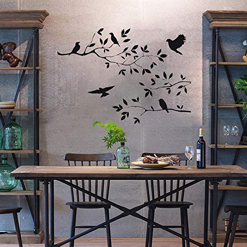 Lnrkai 13.8X23.6In Black Birds Flying Between Tree Branches Wall Decor Stickers Nursery Leaves, Diy Removable Wall Art Decal Mural Peel And Stick Wallpaper For Bedroom, Farmhouse, Living Room And Decor #TOP4