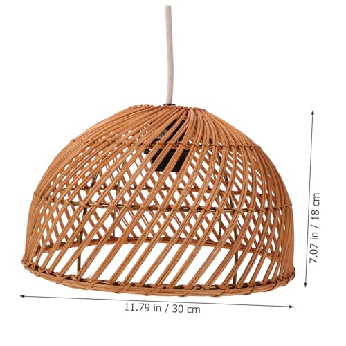 Luminaire suspendu naturel rotin tressé E26 pour éclairage la cuisine salle de bain 85-265v Hemobllo - 5