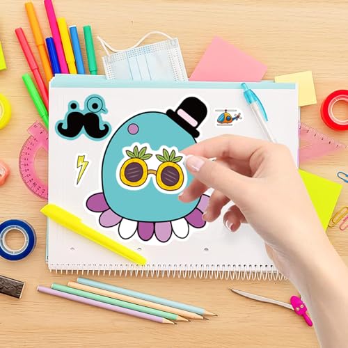 YSYKJYXGS 24-Piece Make a Face DIY Puzzle Stickers Pack, Cute Anime Stickers for Birthday Party Decoration