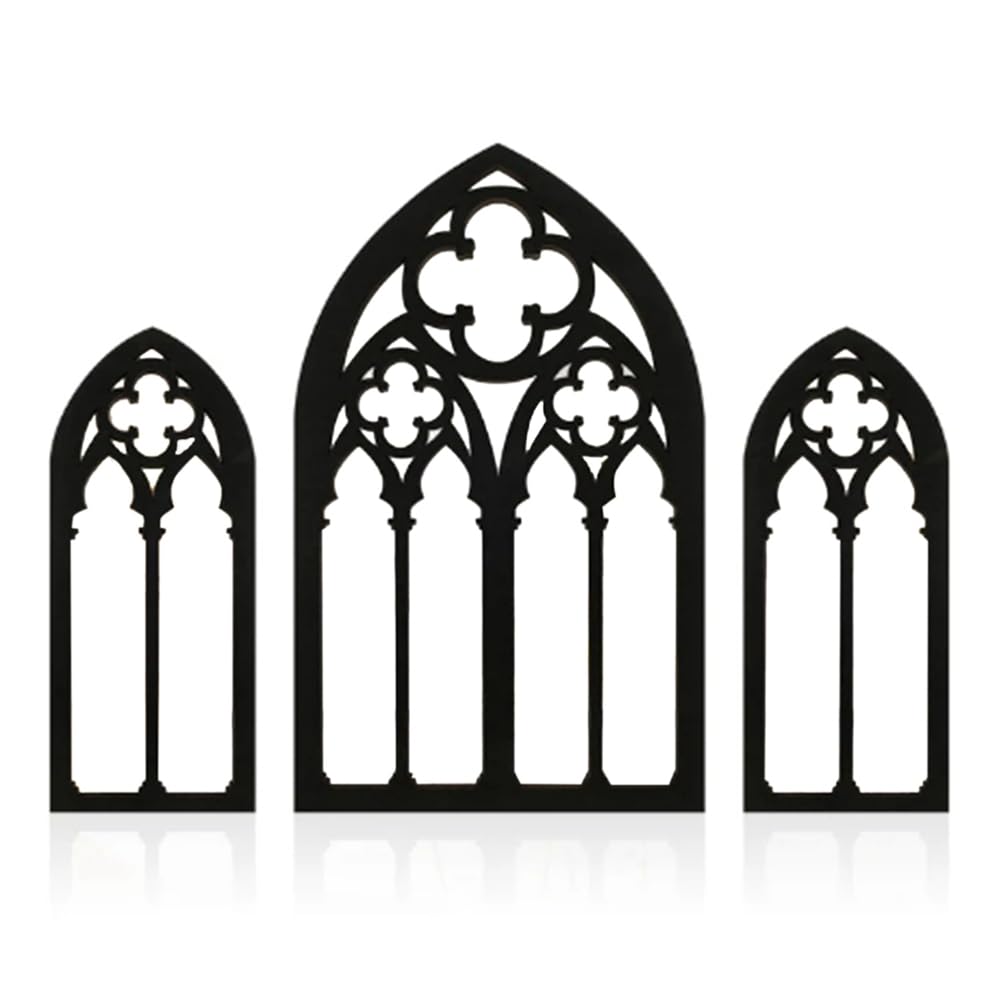 Tsudoku Gothic Mirrors Wall Decor Arched Decor Mirror Wall Mounted Goth Room Decor Vintage Cathedral Window Mirror for Room