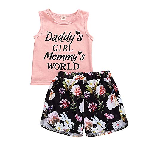 Toddler baby girls summer shorts set cute sleeveless letter print…