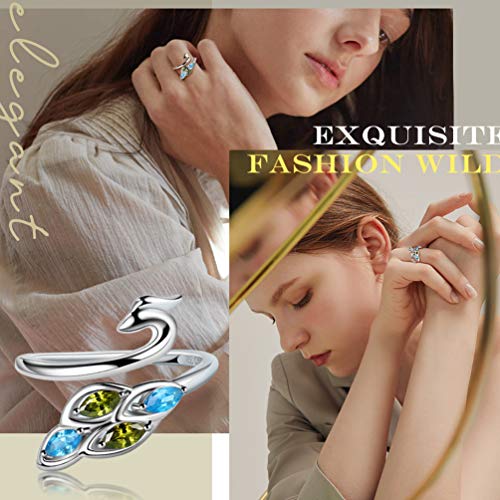 Sparkling Cubic Zirconia Peacock Ring Adjustable Animal Ring For Women Girl Platinum Over 925 Sterling Silver Peacock Statement Ring Promise Ring Fine Jewelry Gift For Her Birthday Christmas Gift Fr30W #TOP4