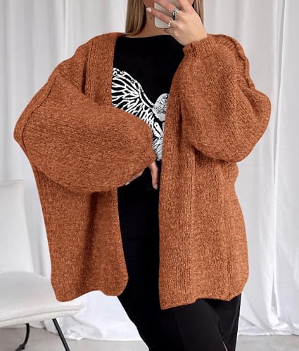 Image of PRETTYGARDEN Womens Oversized Cardigan Sweaters 2026 Fall Long Lantern Sleeve Knit Open Front Lightweight Sweater