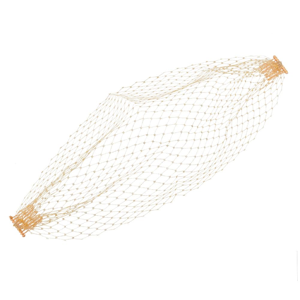 FINGERINSPIRE Bridal Birdcage Veil Gold Nylon Fascinator Mesh Face Veil with Iron Combs for Woman Girl