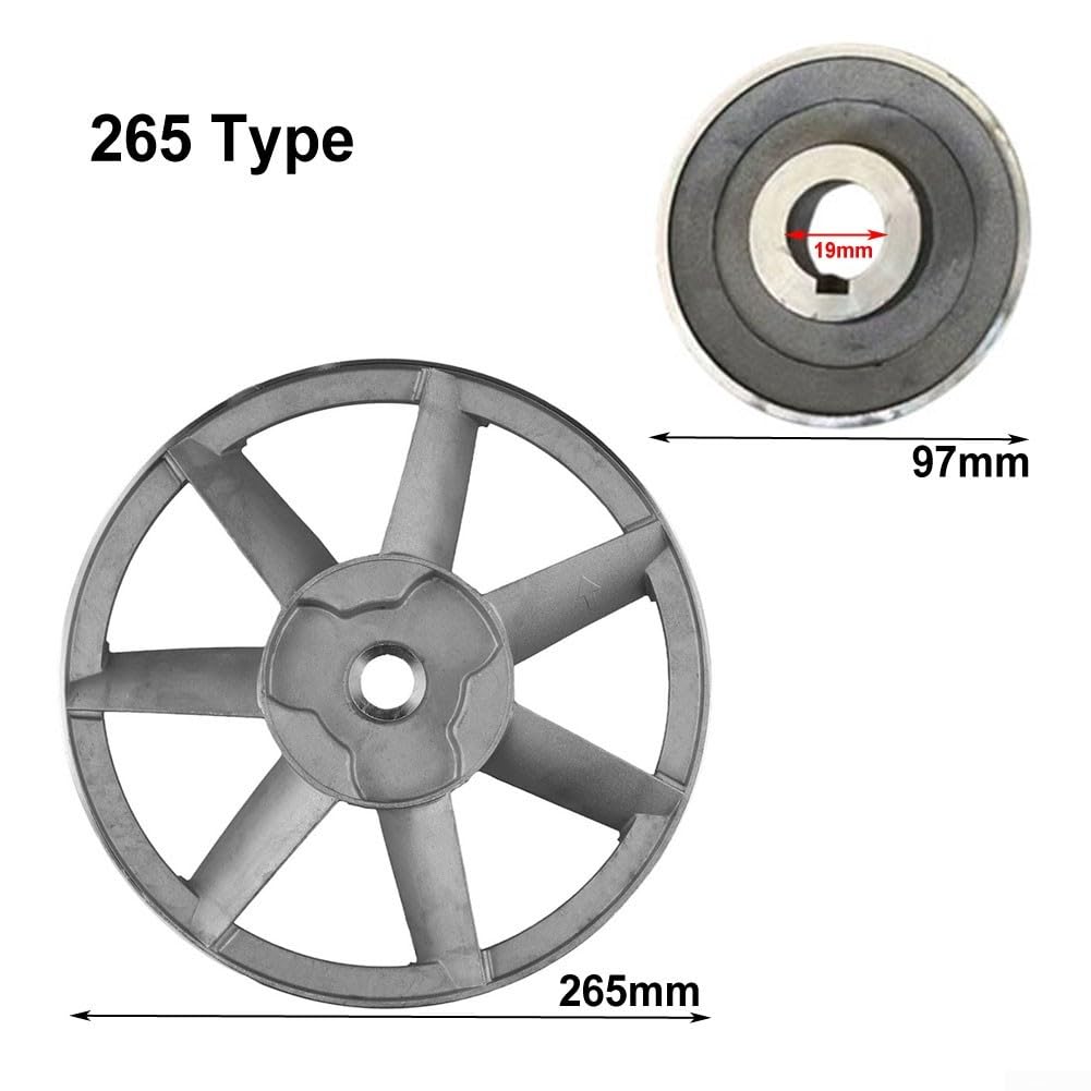 Puleggia per compressore d'aria con compatibilità con cinghia triangolare di tipo A, diametro 265 mm e 300 mm, volano in metallo per sistemi a cinghia trapezoidale, foro fisso a scanalatura singola