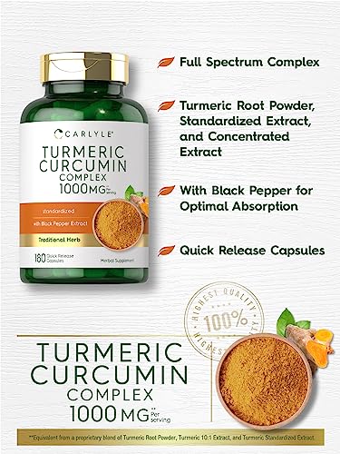 Carlyle CL19802 Turmeric Curcumin With Black Pepper 1000Mg | 180 Capsules | Turmeric Complex Supplement thumb #2