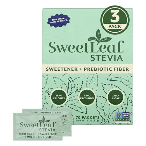 SweetLeaf Stevia Powder Packets - Zero Calorie Sweetener with Stevia Leaf Extract, No Artificial Sweetener Additive, Sugar Free, Keto Friendly, Non GMO, Gluten Free - 70 Packets (Pack of 3)